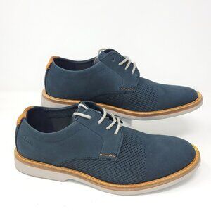 Clarks Atticus LT Shoes Mens 7 Navy Blue Lace Up Nubuck Leather Derby Oxford